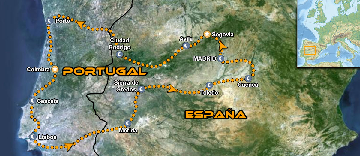 Mapa Ruta organizada en moto Europa España y Portugal IMTBIKE