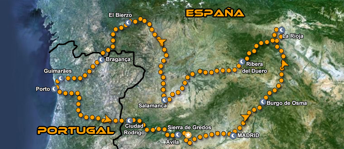Mapa Ruta organizada en moto Europa Norte de Portugal y España IMTBIKE